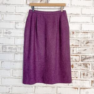 Vintage 90s Pendleton Wool Classic Eggplant Purple Knee Length Pencil Skirt
